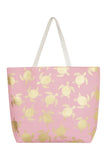 Mb0124 - Gold Foil Turtle Tote Bag