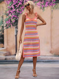 Striped Tie Shoulder Split Cover Up Dress