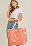 Mb0124 - Gold Foil Turtle Tote Bag