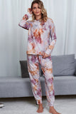 Tie-Dye Crewneck Top and Drawstring Waist Joggers Lounge Set