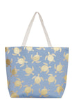 Mb0124 - Gold Foil Turtle Tote Bag