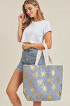 Mb0124 - Gold Foil Turtle Tote Bag