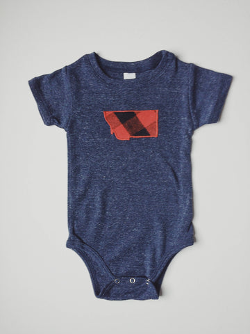 Montana Baby Bodysuit - Navy Flannel