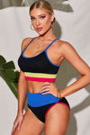 Color Block Spaghetti Strap Two-Piece Swim Set