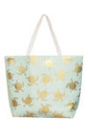 Mb0124 - Gold Foil Turtle Tote Bag