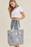 Mb0124 - Gold Foil Turtle Tote Bag