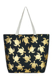 Mb0124 - Gold Foil Turtle Tote Bag